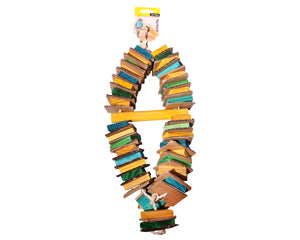 Bird Toy Wooden Blocks & Corrugated Board With Perch